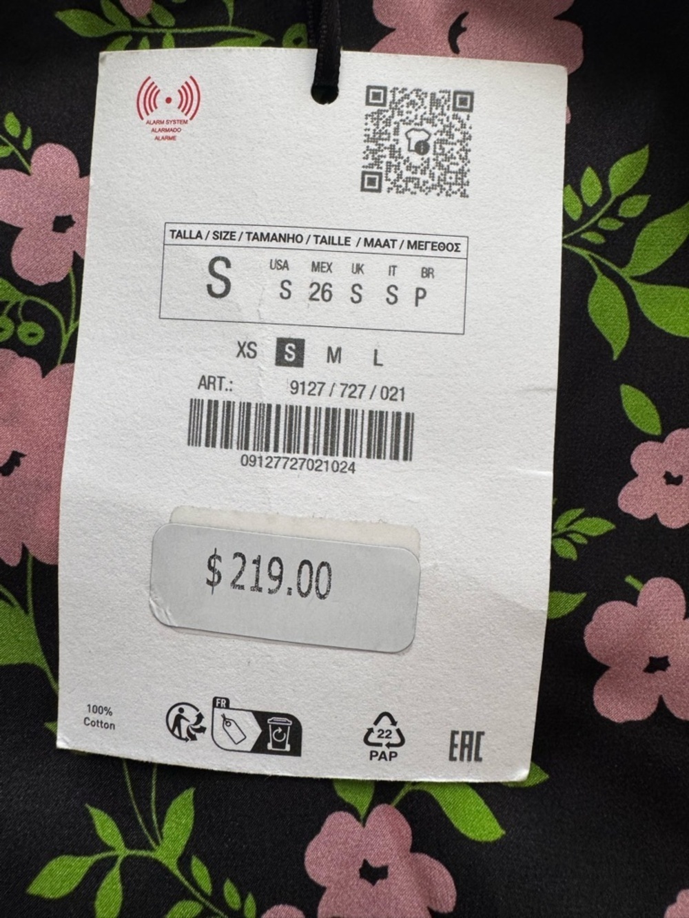 ZARA 100% Silk Asymmetric Floral Midi Dress – Size S - Picture 6 of 9
